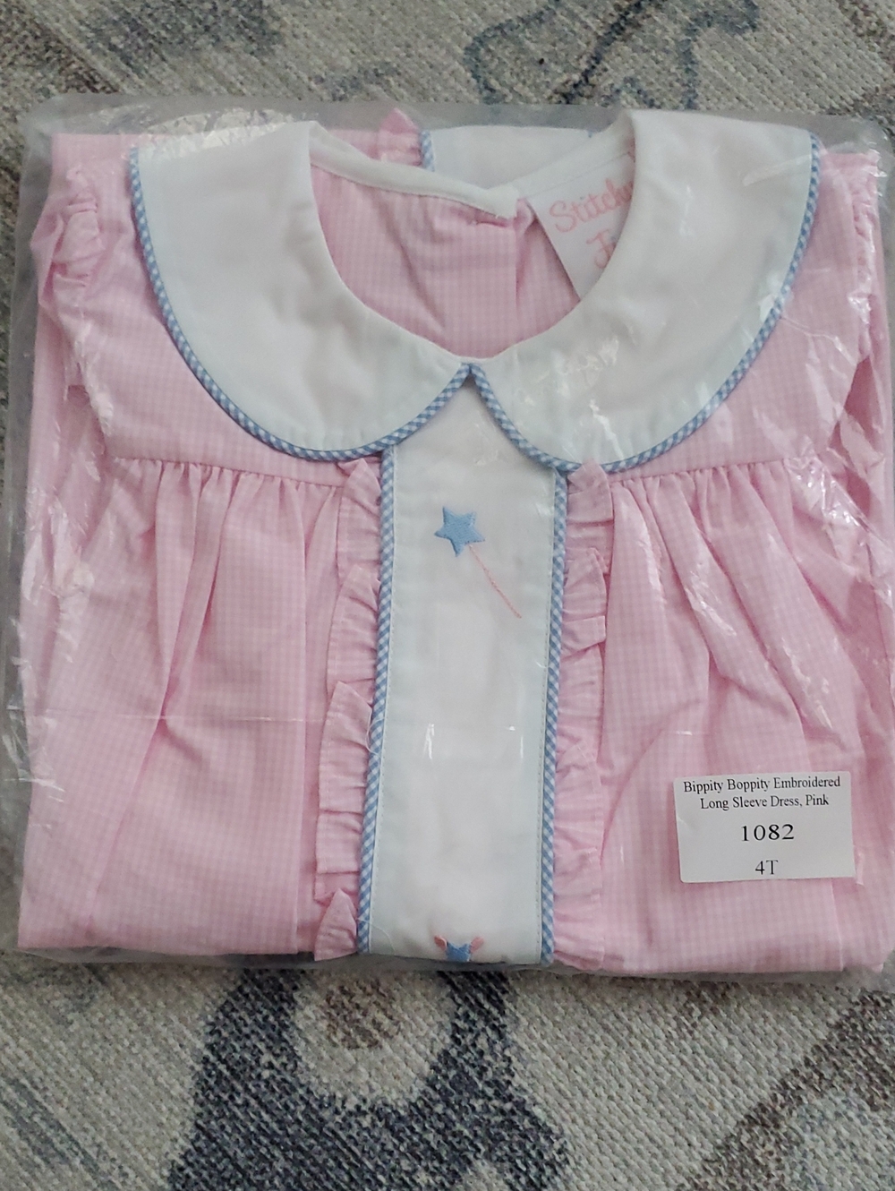 NEW Stitchy Fish Girls Bippity Boppity Embroidered Long Sleeve Dress sz4T